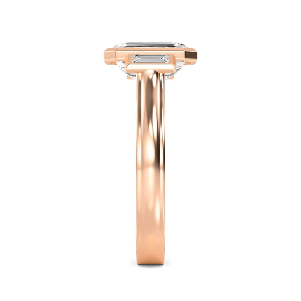 IGI Graded 2.23ctw Emerald Cut & Baguette Cut Lab-Grown Diamond 3-Stone Bezel-Set Engagement Ring 14k Rose Gold