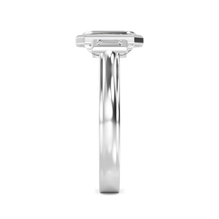 IGI Graded 2.23ctw Emerald Cut & Baguette Cut Lab-Grown Diamond 3-Stone Bezel-Set Engagement Ring 14k White Gold
