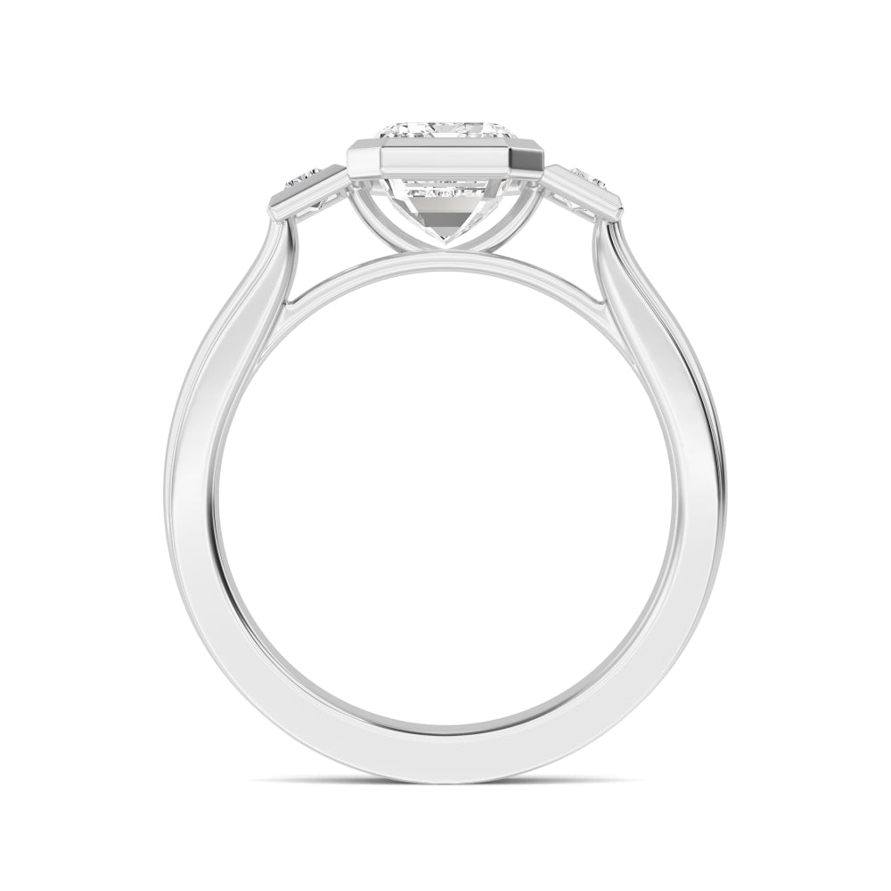 IGI Graded 2.23ctw Emerald Cut & Baguette Cut Lab-Grown Diamond 3-Stone Bezel-Set Engagement Ring 14k White Gold