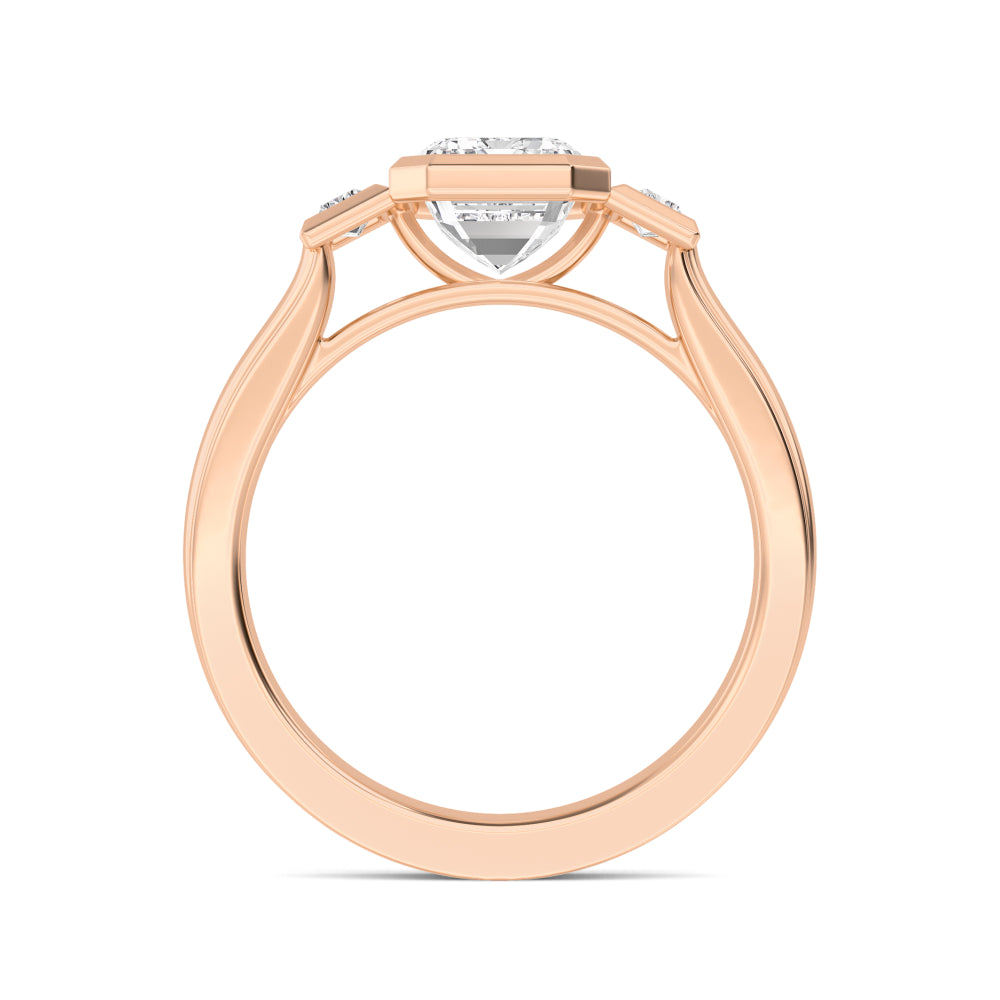 IGI Graded 2.23ctw Emerald Cut & Baguette Cut Lab-Grown Diamond 3-Stone Bezel-Set Engagement Ring 14k Rose Gold