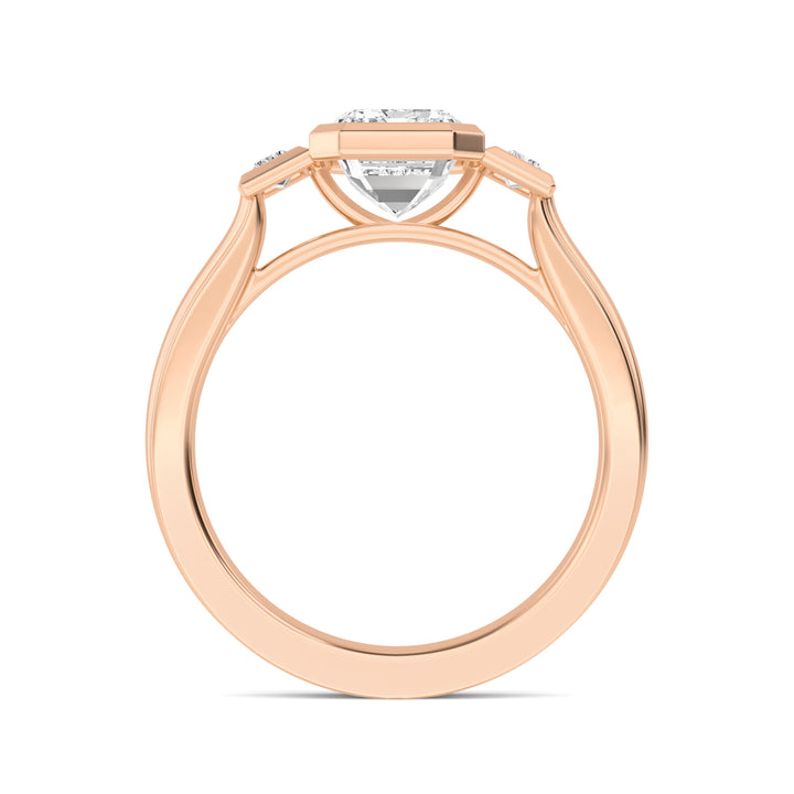 IGI Graded 2.23ctw Emerald Cut & Baguette Cut Lab-Grown Diamond 3-Stone Bezel-Set Engagement Ring 14k Rose Gold