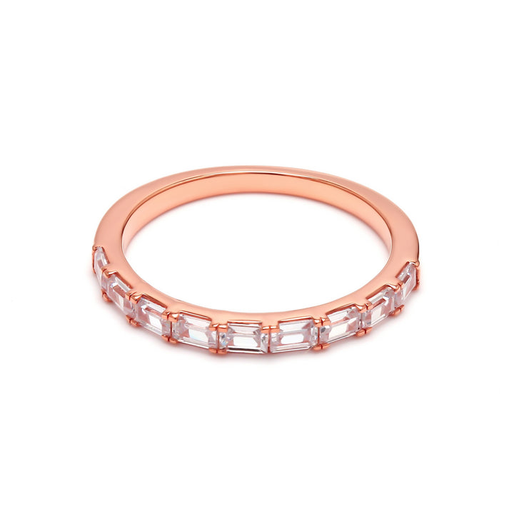 0.68ctw Emerald Cut Lab-Grown Diamond East-West Stackable Band in 14k Rose Gold