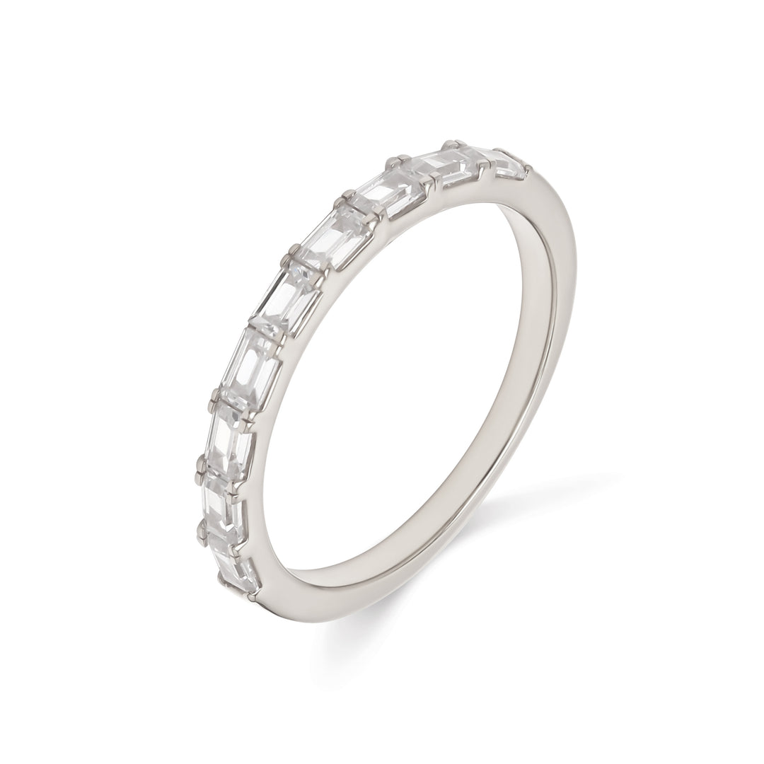 0.68ctw Emerald Cut Lab-Grown Diamond East-West Stackable Band in 14k White Gold