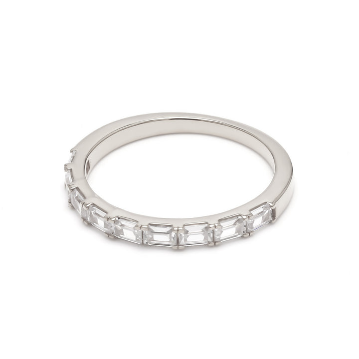 0.68ctw Emerald Cut Lab-Grown Diamond East-West Stackable Band in 14k White Gold