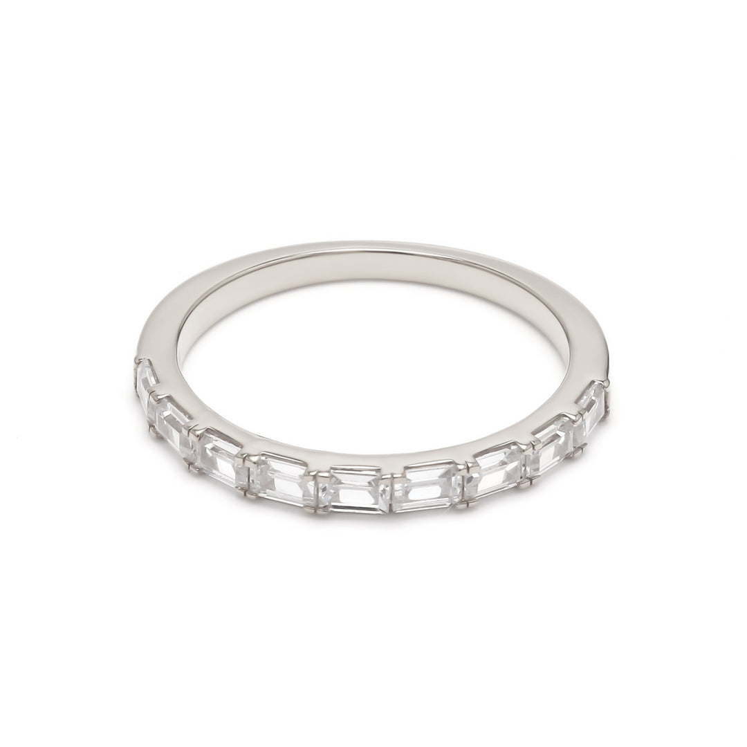 0.68ctw Emerald Cut Lab-Grown Diamond East-West Stackable Band in 14k White Gold