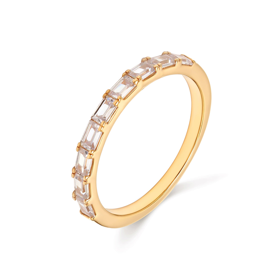 0.68ctw Emerald Cut Lab-Grown Diamond East-West Stackable Band in 14k Yellow Gold