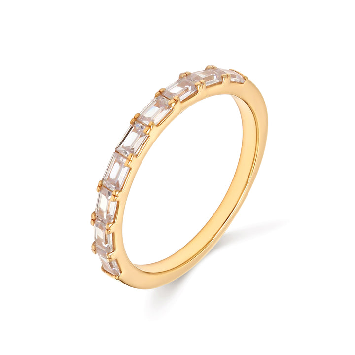 0.68ctw Emerald Cut Lab-Grown Diamond East-West Stackable Band in 14k Yellow Gold