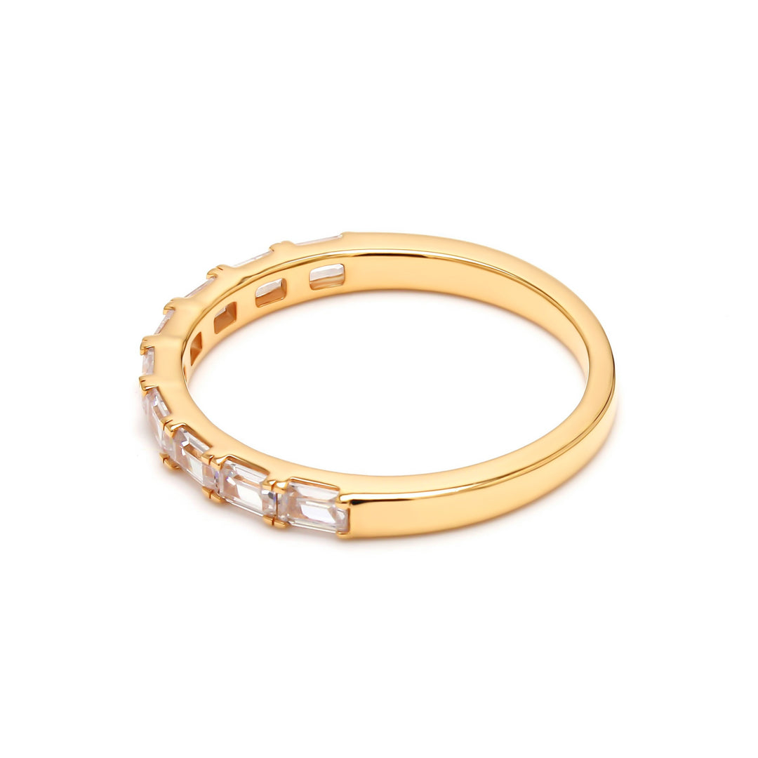 0.68ctw Emerald Cut Lab-Grown Diamond East-West Stackable Band in 14k Yellow Gold