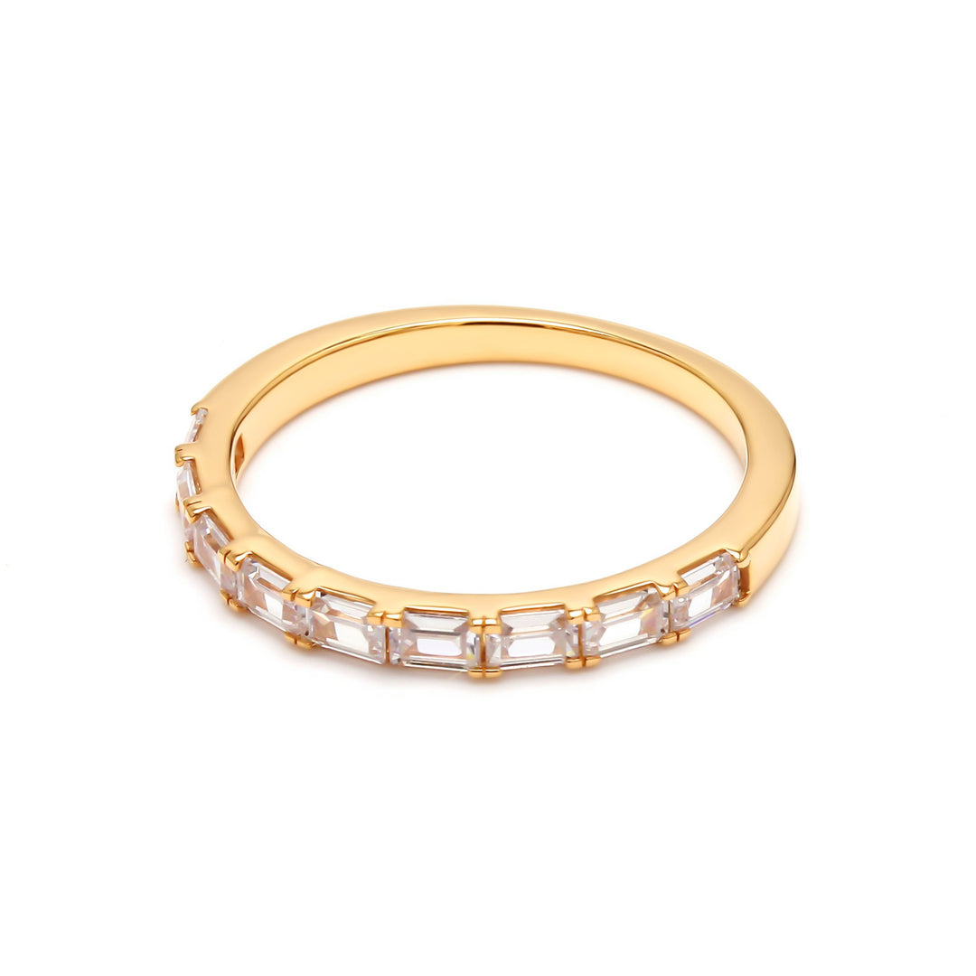 0.68ctw Emerald Cut Lab-Grown Diamond East-West Stackable Band in 14k Yellow Gold