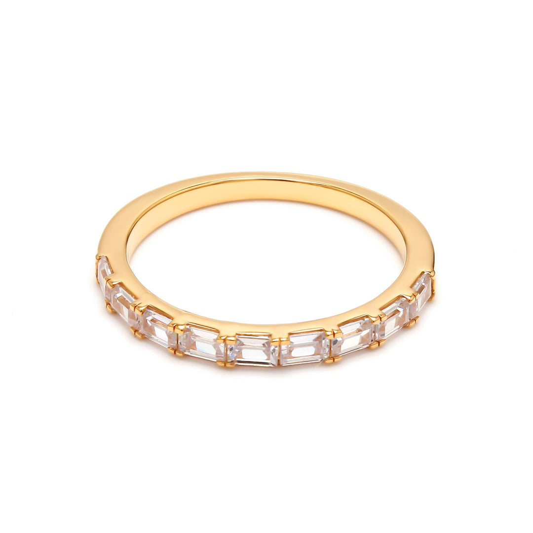 0.68ctw Emerald Cut Lab-Grown Diamond East-West Stackable Band in 14k Yellow Gold