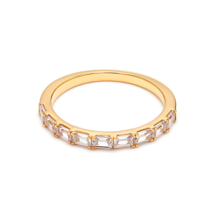 0.68ctw Emerald Cut Lab-Grown Diamond East-West Stackable Band in 14k Yellow Gold