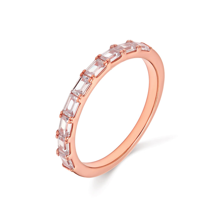 0.68ctw Emerald Cut Lab-Grown Diamond East-West Stackable Band in 14k Rose Gold