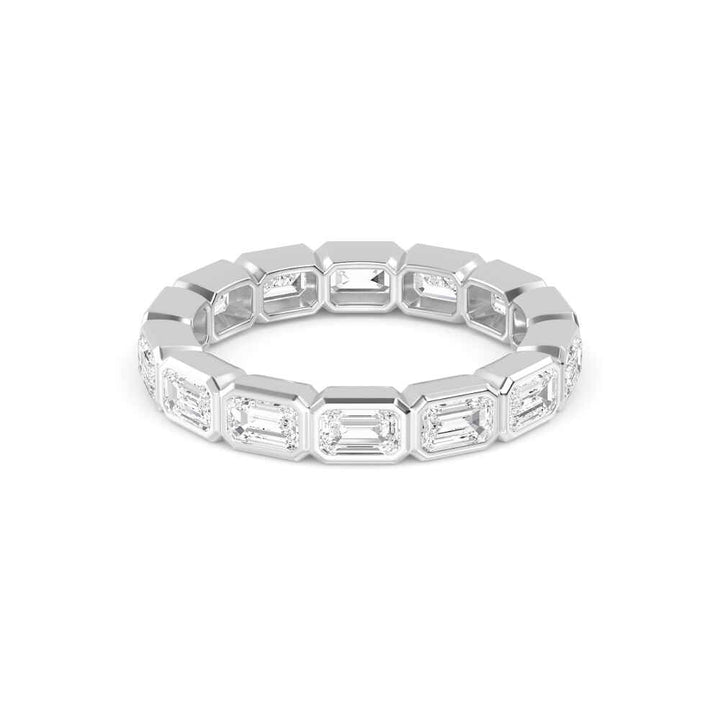 2.82ctw Emerald Cut Lab-Grown Diamond Bezel-Set East-West Stackable Eternity Band in 14k White  Gold