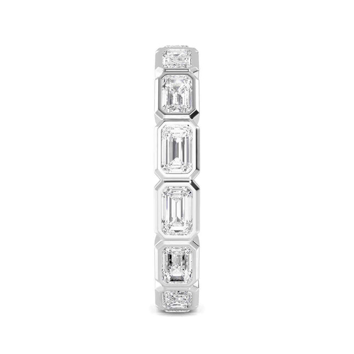 2.82ctw Emerald Cut Lab-Grown Diamond Bezel-Set East-West Stackable Eternity Band in 14k White Gold
