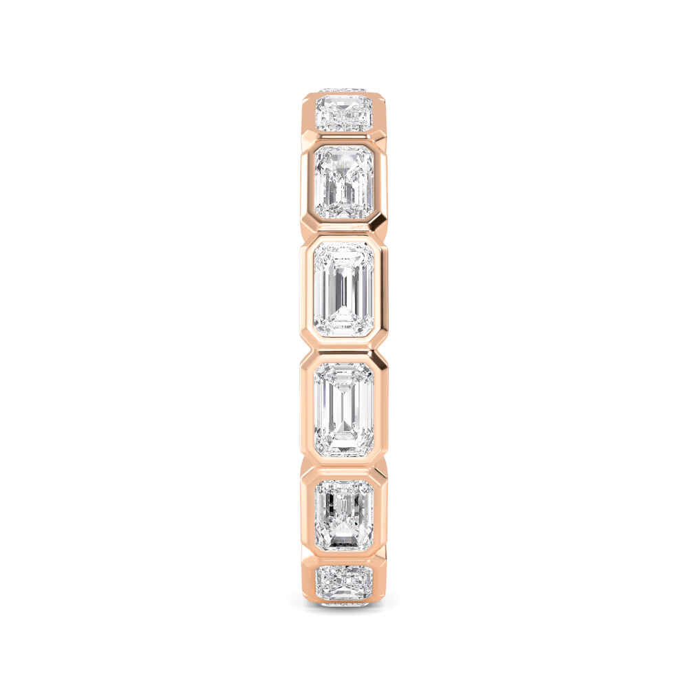 2.82ctw Emerald Cut Lab-Grown Diamond Bezel-Set East-West Stackable Eternity Band in 14k Rose Gold