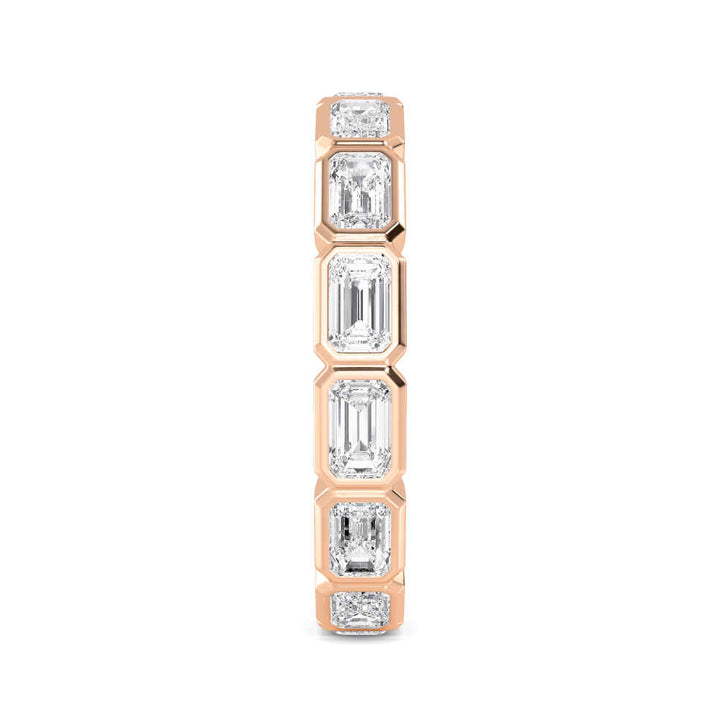 2.82ctw Emerald Cut Lab-Grown Diamond Bezel-Set East-West Stackable Eternity Band in 14k Rose Gold