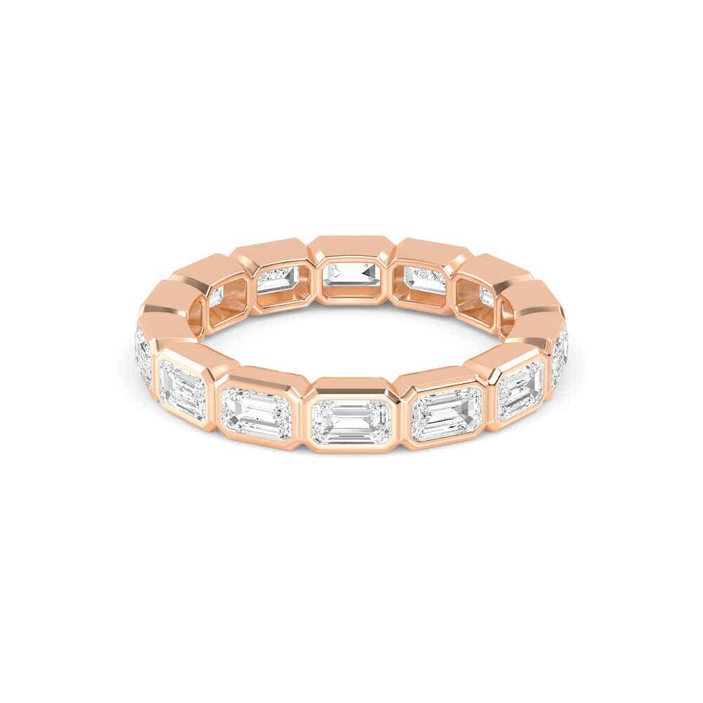 2.82ctw Emerald Cut Lab-Grown Diamond Bezel-Set East-West Stackable Eternity Band in 14k Rose Gold