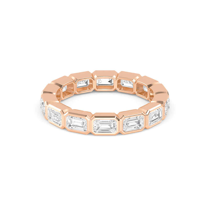 2.82ctw Emerald Cut Lab-Grown Diamond Bezel-Set East-West Stackable Eternity Band in 14k Rose Gold