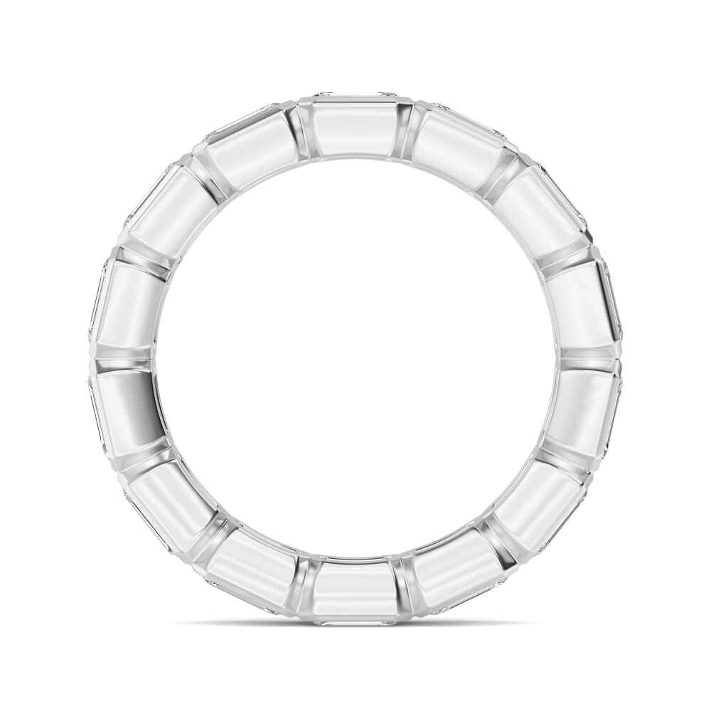 2.82ctw Emerald Cut Lab-Grown Diamond Bezel-Set East-West Stackable Eternity Band in 14k White Gold