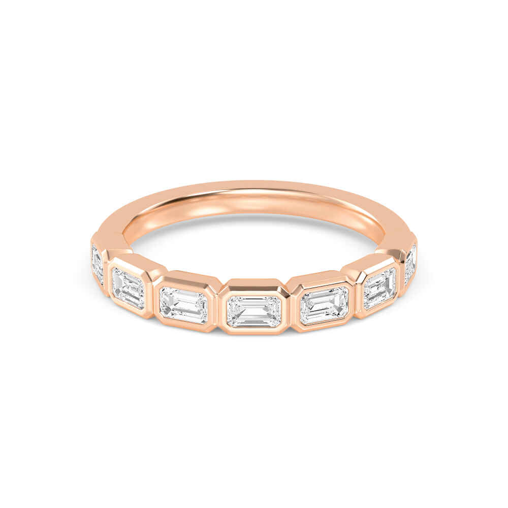 0.76ctw Emerald Cut Lab-Grown Diamond Bezel-Set East-West Stackable Band in 14k Rose Gold