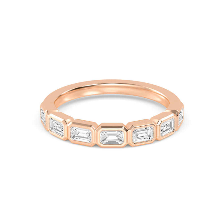 0.76ctw Emerald Cut Lab-Grown Diamond Bezel-Set East-West Stackable Band in 14k Rose Gold