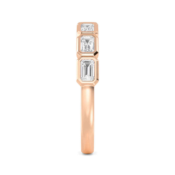 0.76ctw Emerald Cut Lab-Grown Diamond Bezel-Set East-West Stackable Band in 14k Rose Gold