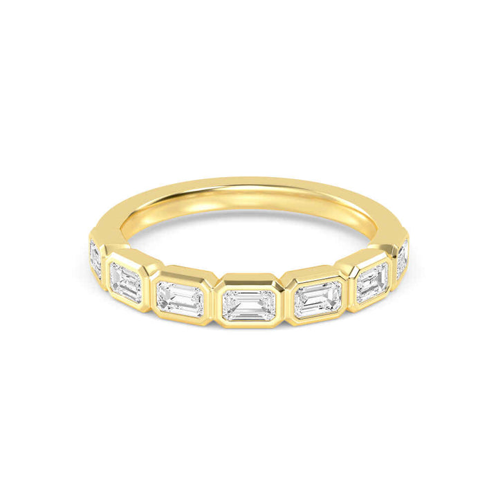 0.76ctw Emerald Cut Lab-Grown Diamond Bezel-Set East-West Stackable Band in 14k Yellow Gold