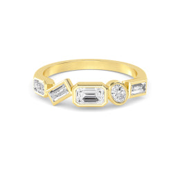 0.77ctw Multi-Cut Lab-Grown Diamond Stackable Fashion Band in 14k Gold