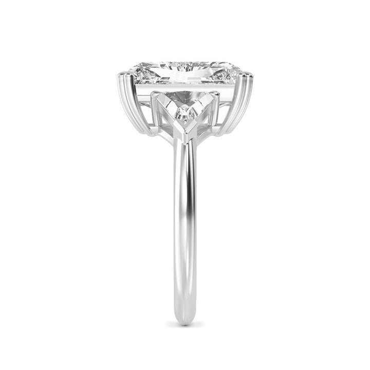 IGI Graded 5.09ctw Radiant Cut with Trilliants Lab-Grown Diamond 3-Stone Engagement Ring in 14k White Gold