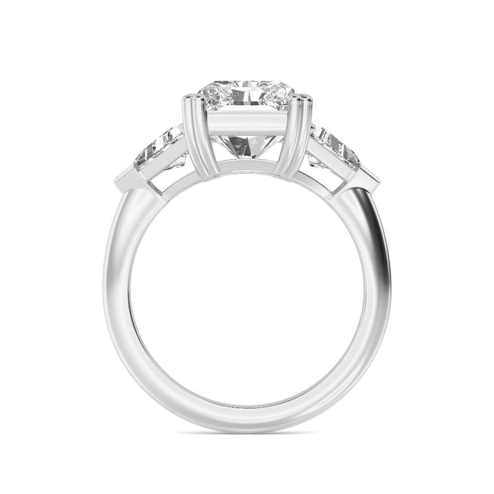 IGI Graded 5.09ctw Radiant Cut with Trilliants Lab-Grown Diamond 3-Stone Engagement Ring in 14k White Gold