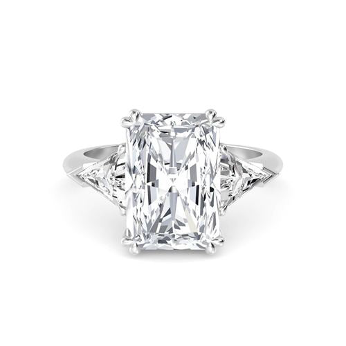 IGI Graded 5.09ctw Radiant Cut with Trilliants Lab-Grown Diamond 3-Stone Engagement Ring in 14k White Gold