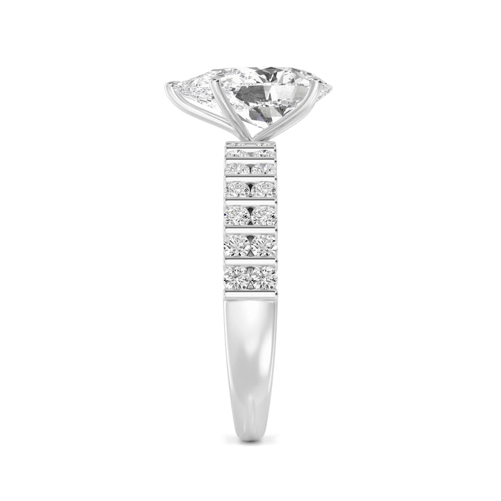 IGI Graded 2.06ct Pear with Round Brilliants Lab-Grown Diamond Engagement Ring in 14k White Gold