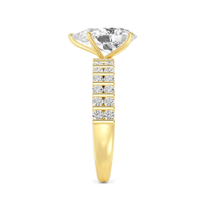 IGI Graded 2.06ct Pear with Round Brilliants Lab-Grown Diamond Engagement Ring in 14k Yellow Gold
