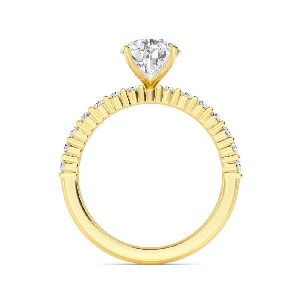 IGI Graded 2.06ct Pear with Round Brilliants Lab-Grown Diamond Engagement Ring in 14k Yellow Gold