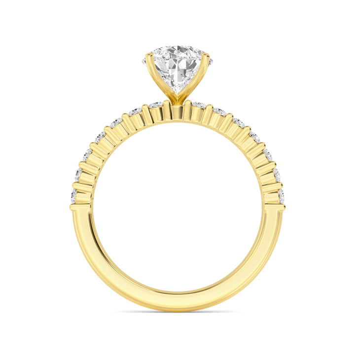 IGI Graded 2.06ct Pear with Round Brilliants Lab-Grown Diamond Engagement Ring in 14k Yellow Gold