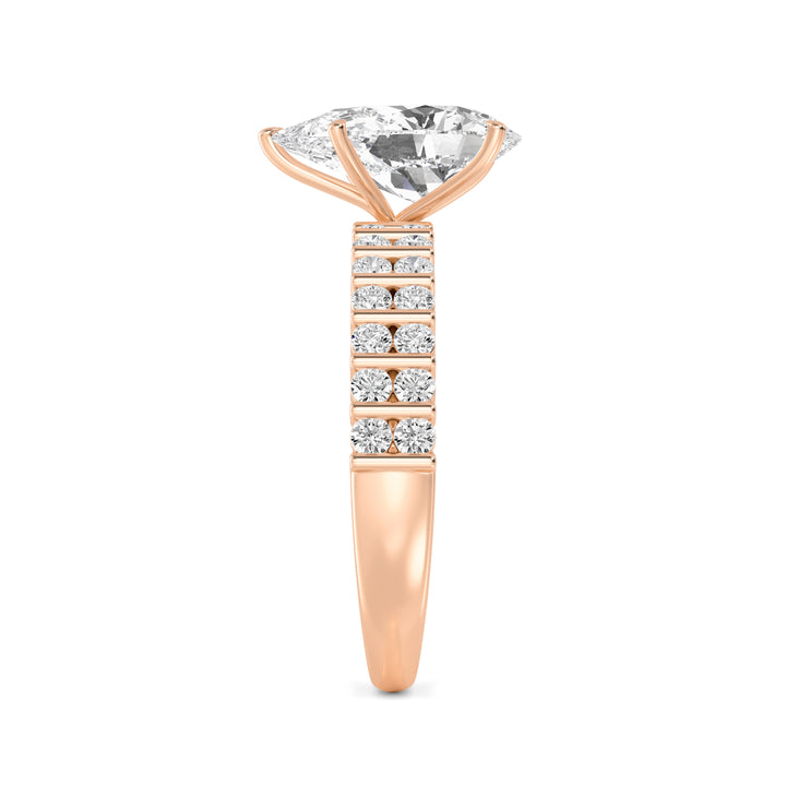 IGI Graded 2.06ct Pear with Round Brilliants Lab-Grown Diamond Engagement Ring in 14k Rose Gold