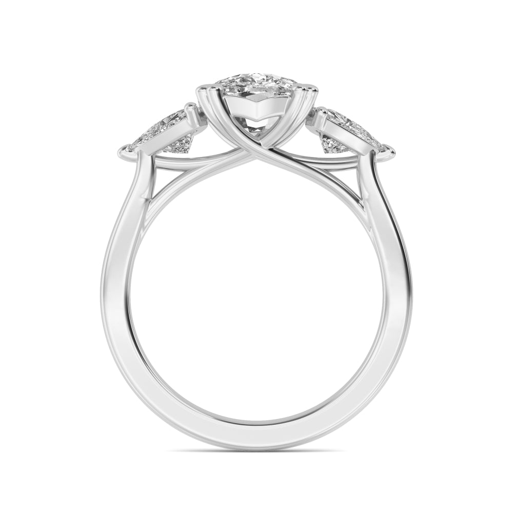 IGI Graded 5.47ctw Cushion & Trilliant Lab-Grown Diamond 3-Stone Engagement Ring in 14k White Gold