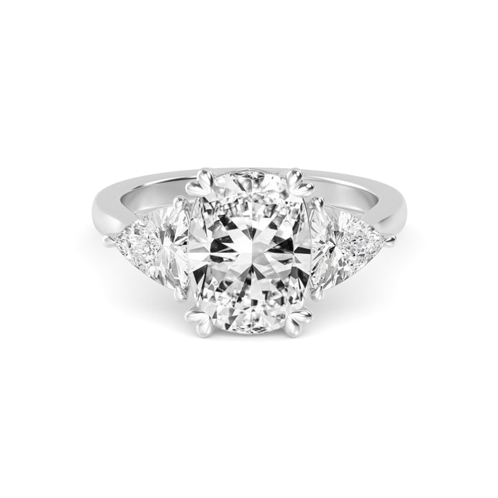 IGI Graded 5.47ctw Cushion & Trilliant Lab-Grown Diamond 3-Stone Engagement Ring in 14k White Gold
