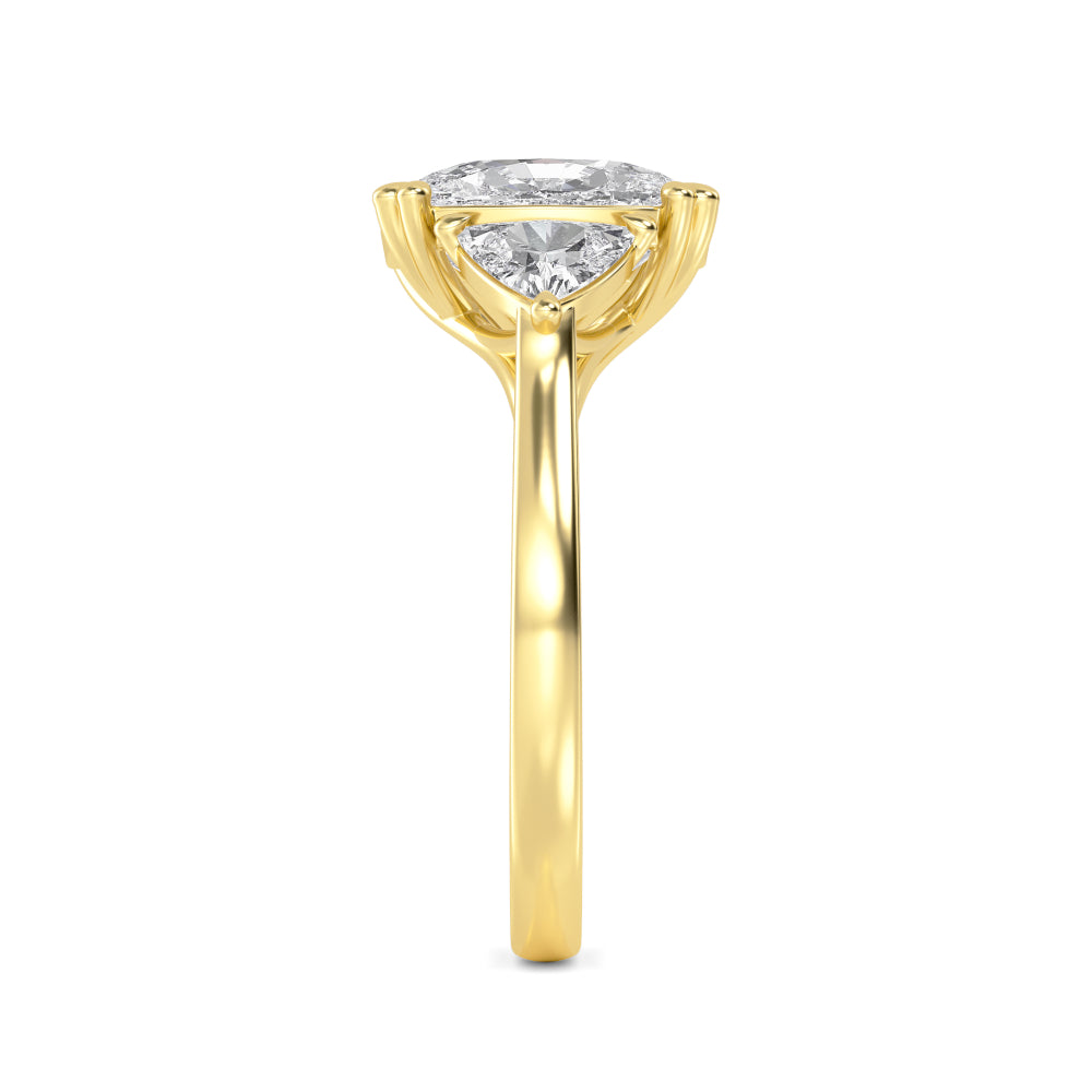 IGI Graded 5.47ctw Cushion & Trilliant Lab-Grown Diamond 3-Stone Engagement Ring in 14k Yellow Gold