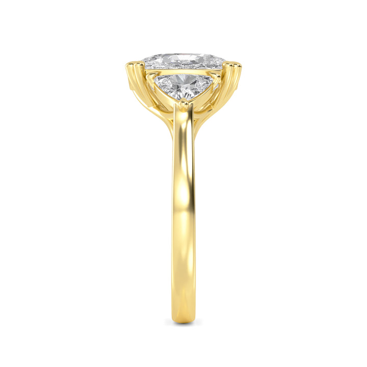 IGI Graded 5.47ctw Cushion & Trilliant Lab-Grown Diamond 3-Stone Engagement Ring in 14k Yellow Gold