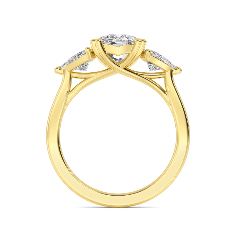 IGI Graded 5.47ctw Cushion & Trilliant Lab-Grown Diamond 3-Stone Engagement Ring in 14k Yellow Gold