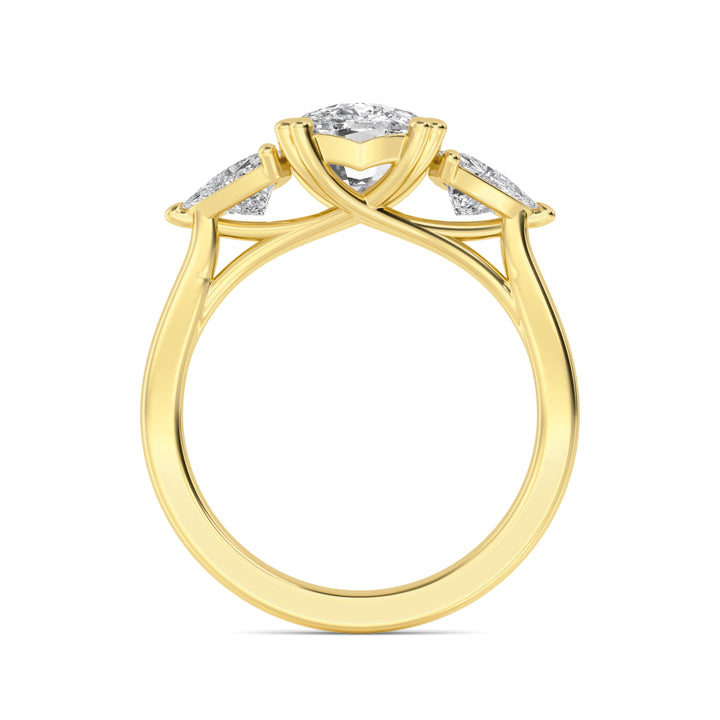 IGI Graded 5.47ctw Cushion & Trilliant Lab-Grown Diamond 3-Stone Engagement Ring in 14k Yellow Gold