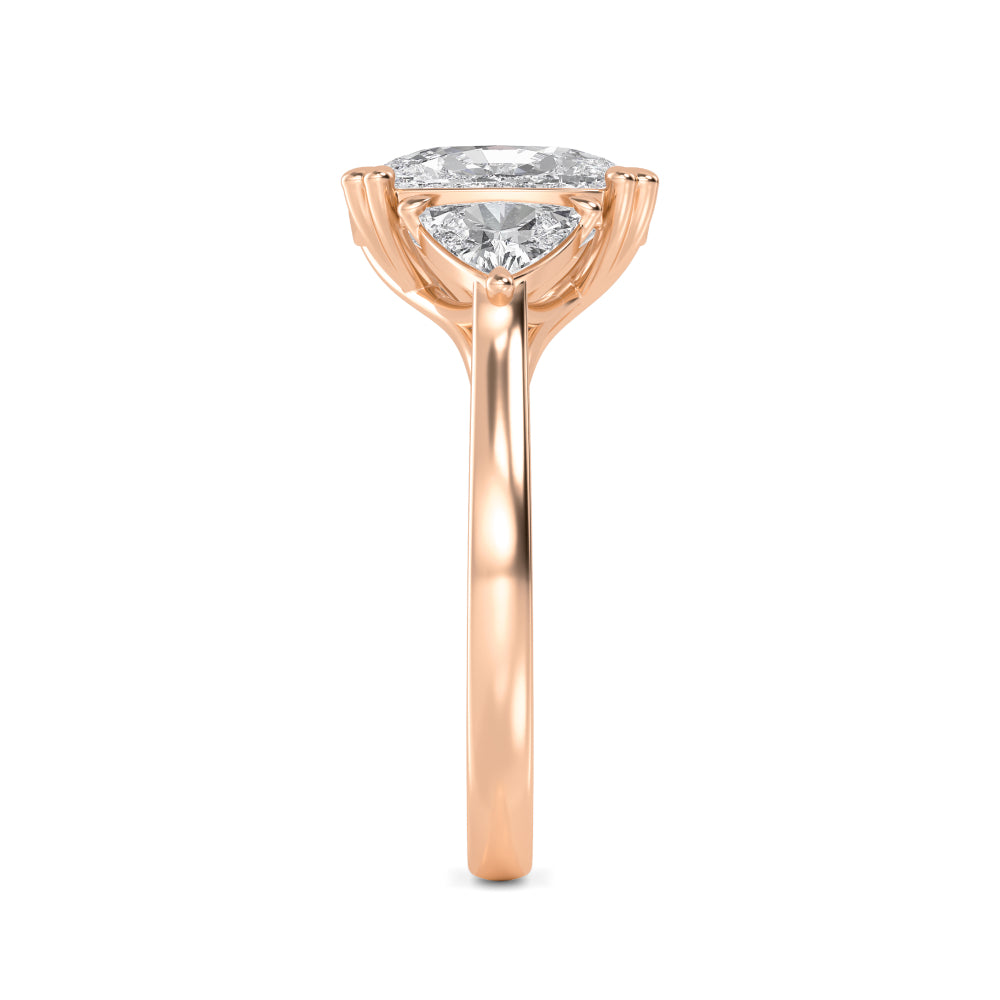 IGI Graded 5.47ctw Cushion & Trilliant Lab-Grown Diamond 3-Stone Engagement Ring in 14k Rose Gold