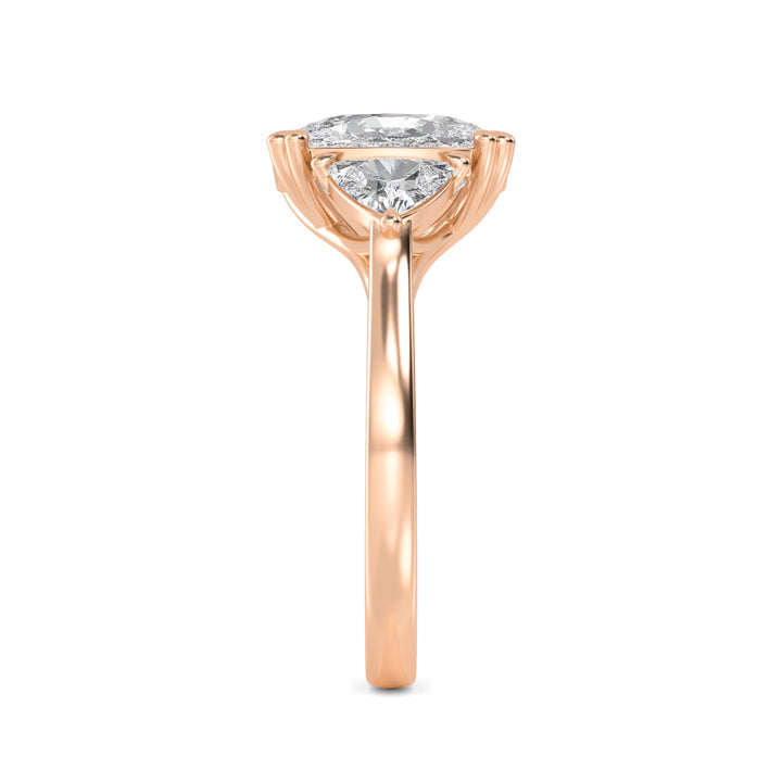 IGI Graded 5.47ctw Cushion & Trilliant Lab-Grown Diamond 3-Stone Engagement Ring in 14k Rose Gold