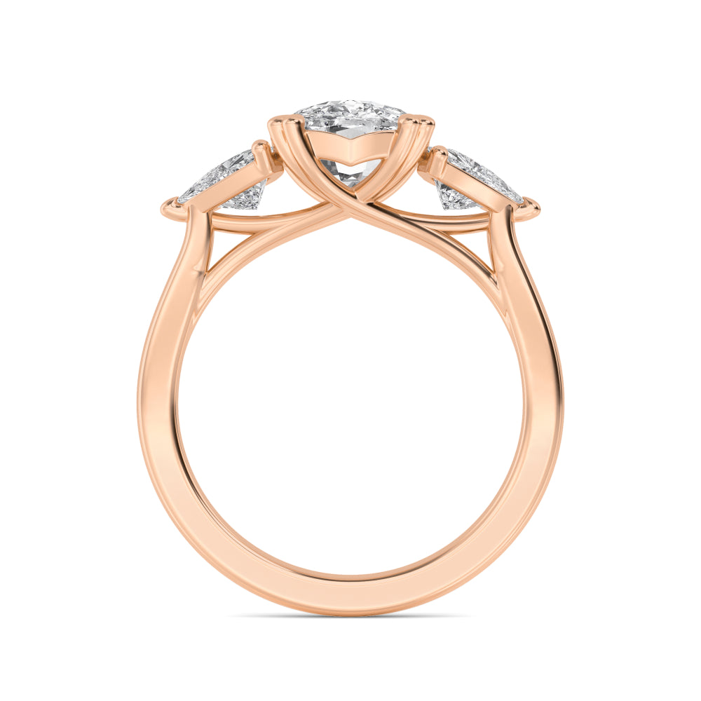 IGI Graded 5.47ctw Cushion & Trilliant Lab-Grown Diamond 3-Stone Engagement Ring in 14k Rose Gold