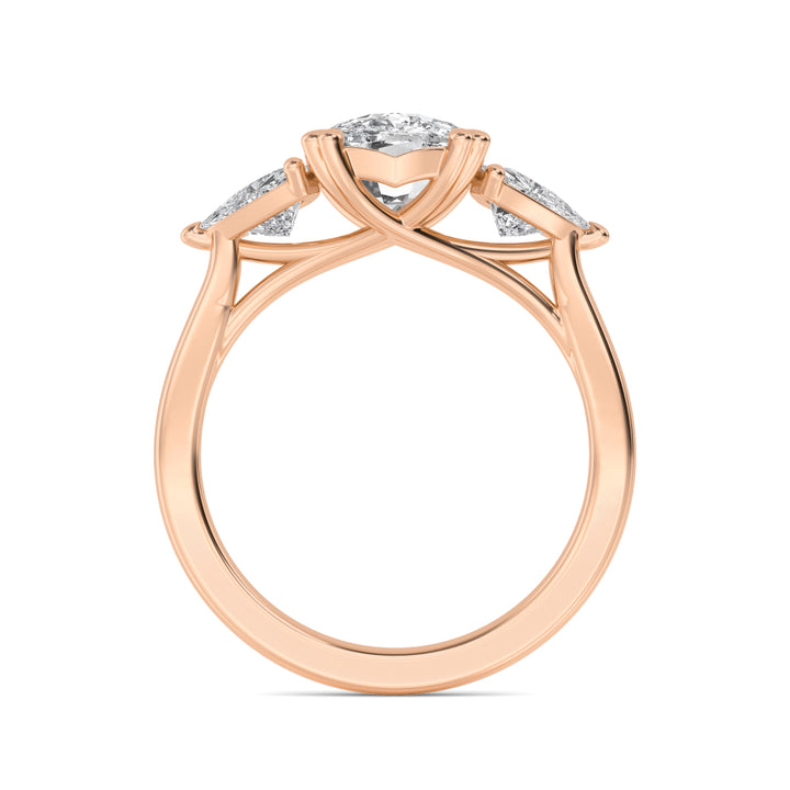 IGI Graded 5.47ctw Cushion & Trilliant Lab-Grown Diamond 3-Stone Engagement Ring in 14k Rose Gold