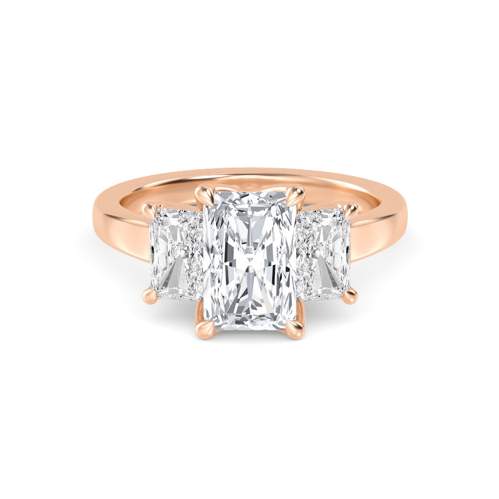 IGI Graded 5.65ctw Radiant Cut Lab-Grown Diamond 3-Stone Engagement Ring in 14k Rose Gold