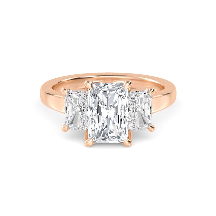 IGI Graded 5.65ctw Radiant Cut Lab-Grown Diamond 3-Stone Engagement Ring in 14k Rose Gold