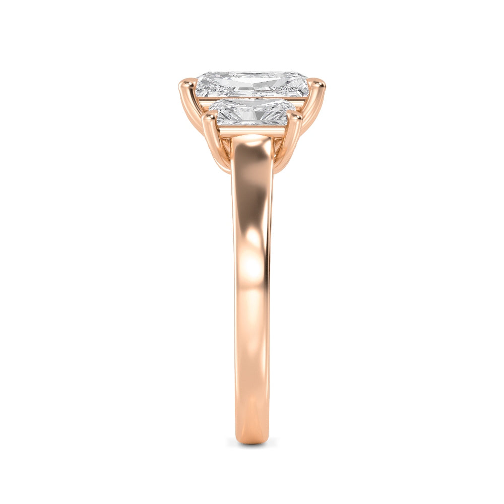 IGI Graded 5.65ctw Radiant Cut Lab-Grown Diamond 3-Stone Engagement Ring in 14k Rose Gold