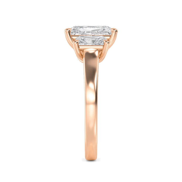 IGI Graded 5.65ctw Radiant Cut Lab-Grown Diamond 3-Stone Engagement Ring in 14k Rose Gold